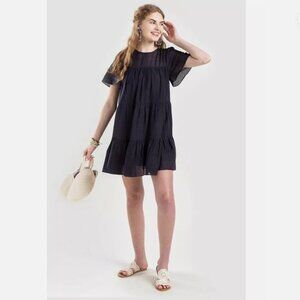 Francesca’s Babydoll Navy Mini Dress